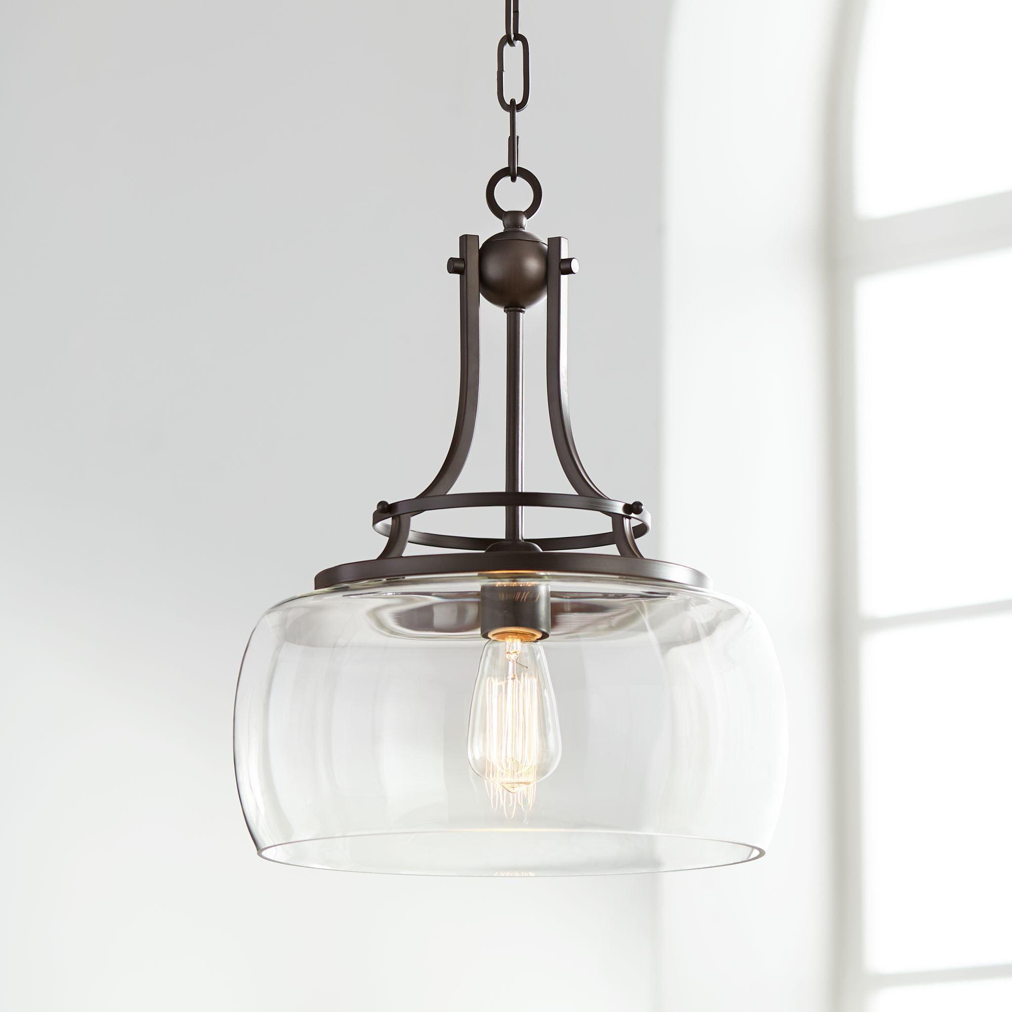 Charleston Bronze Farmhouse Pendant Light with Clear Glass