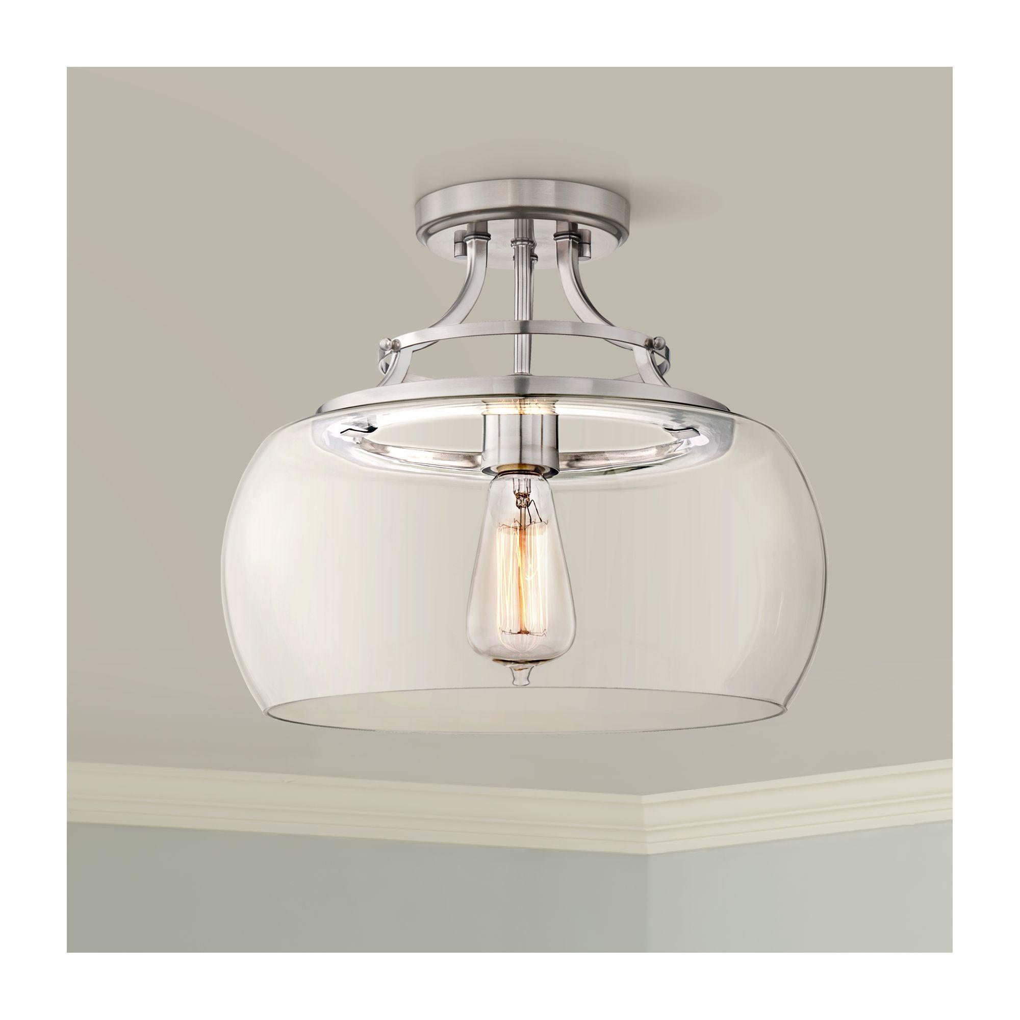 Urban Farmhouse 17" Semi-Flush Mount Ceiling Light in Brushed Nickel