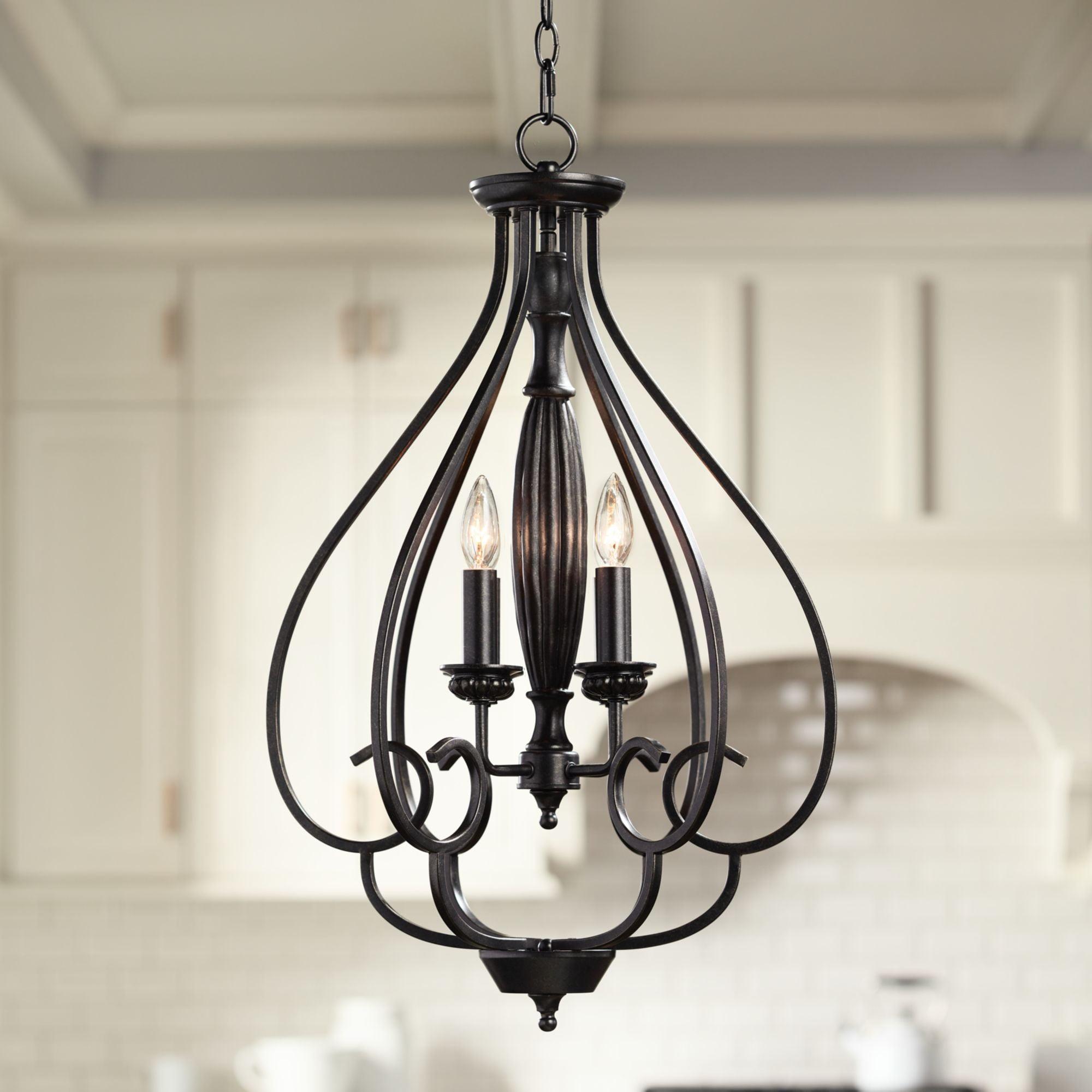 Dunnell Bronze 4-Light Scroll Pendant Chandelier