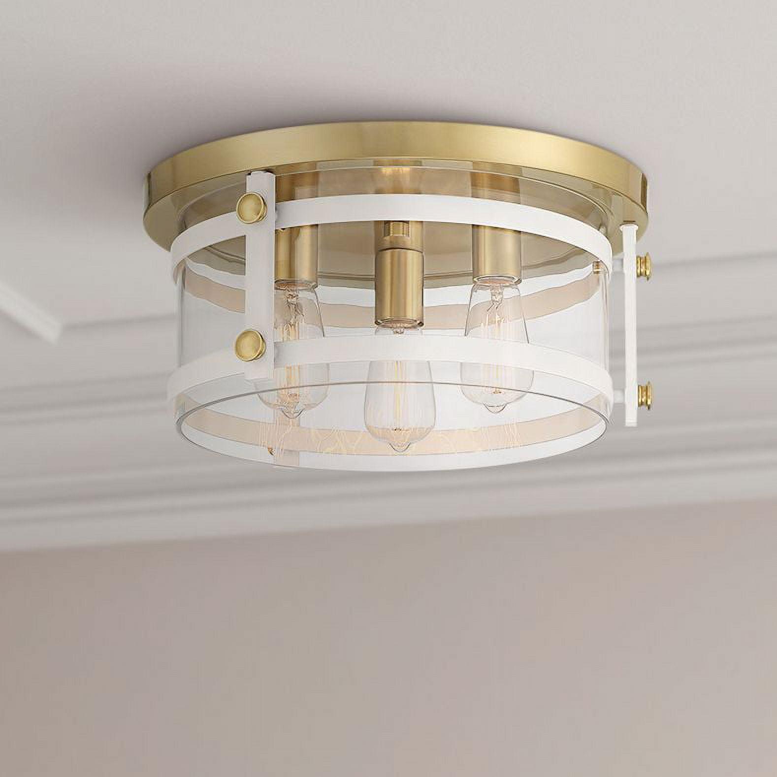 Gold and White Glass LED Flush Mount Ceiling Light