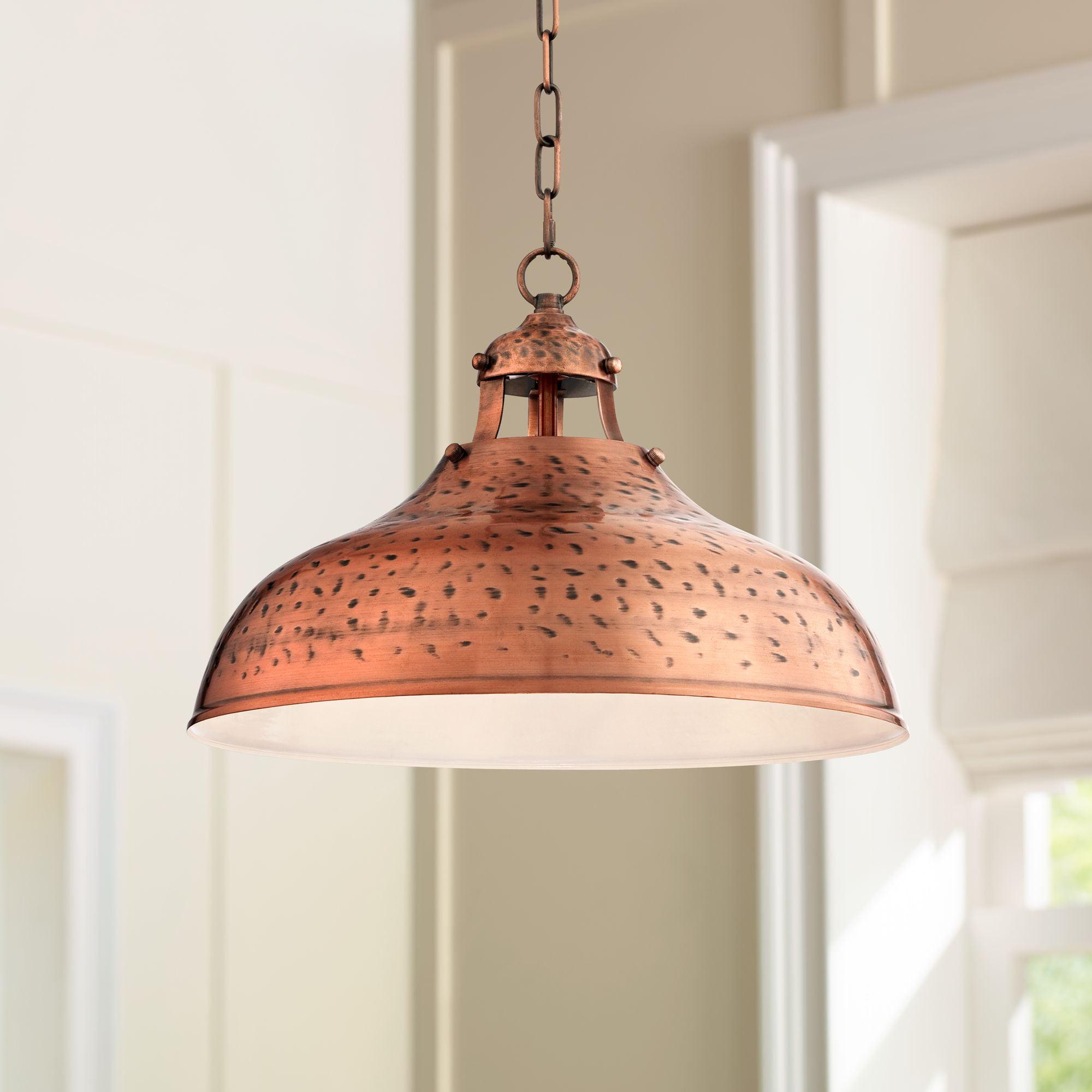 Dyed Copper Hammered Dome Pendant Light with Adjustable Chain