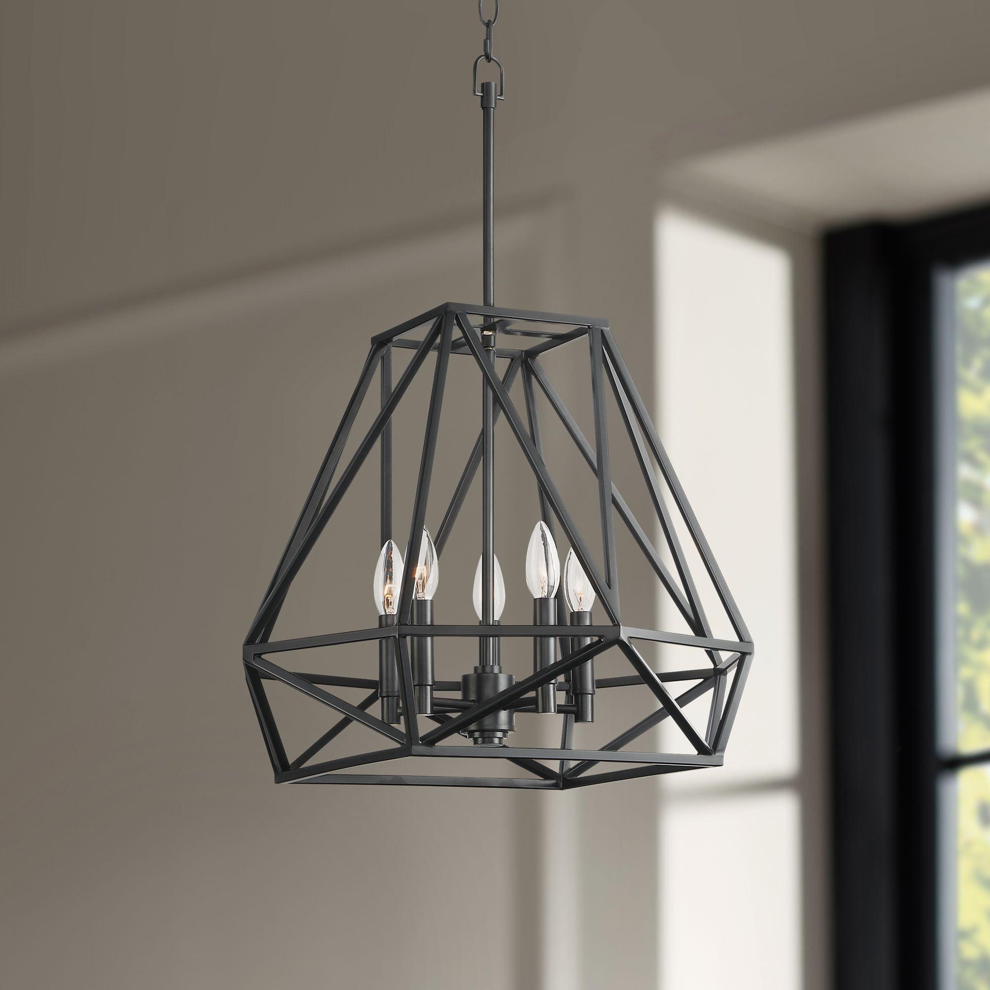 Geometric Black Iron 5-Light Pendant Chandelier