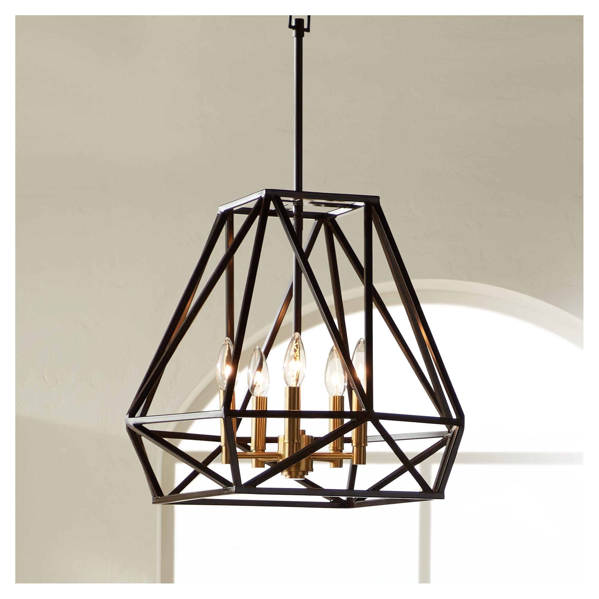 Hawking Bronze 22" Geometric Cage Pendant Chandelier