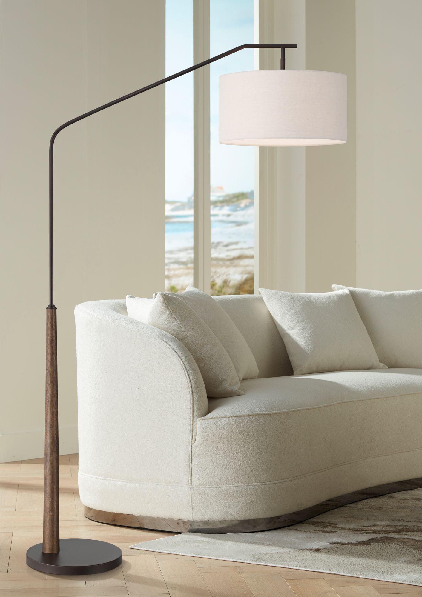 Franklin Iron Works Kipling Farmhouse Rustic 76" Tall Standing Floor Lamp Large Arc Foot Switch Bronze Wood Living Room Bedroom House Reading Office