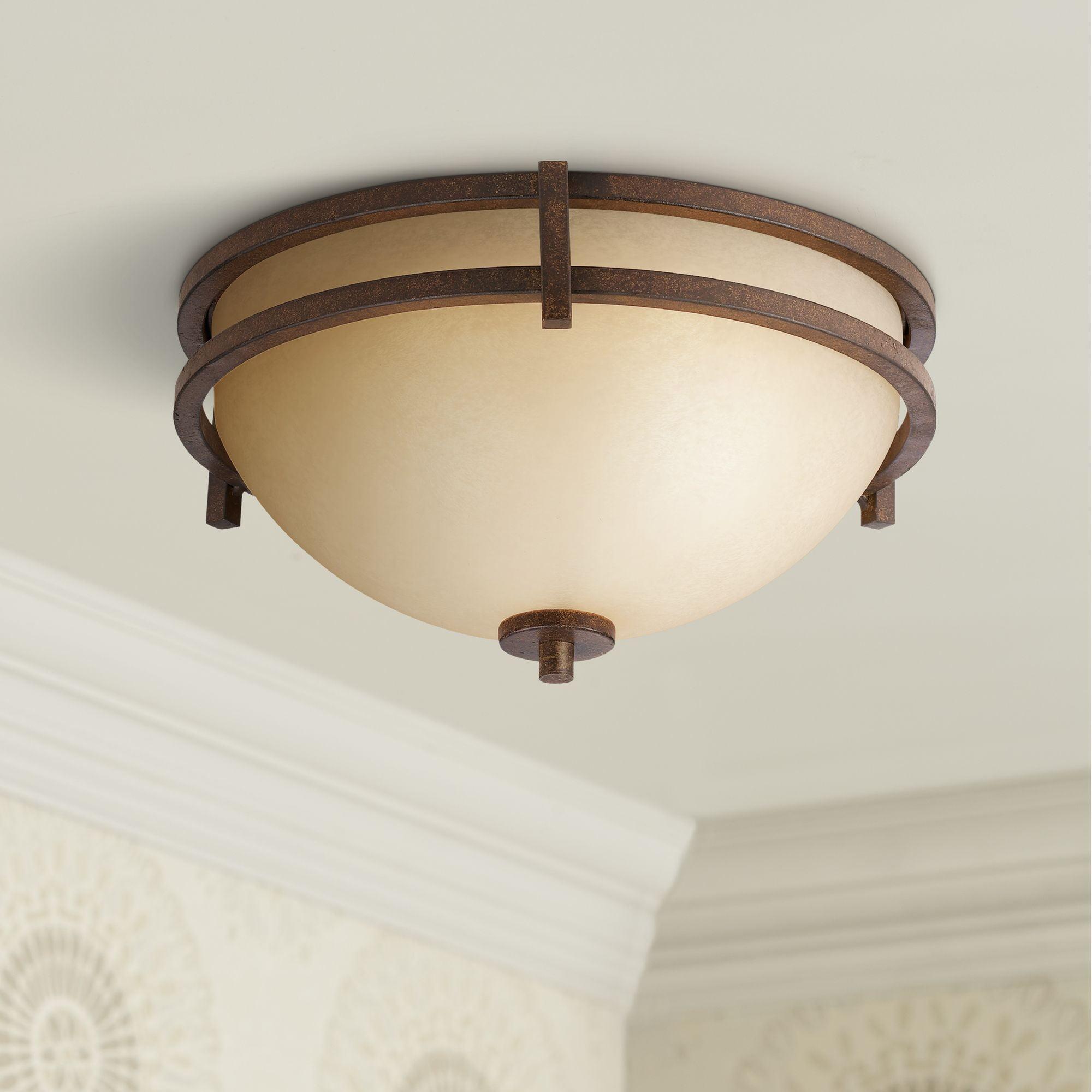 Rustic Bronze 17" Flush Mount Ceiling Light with Cream Scavo Glass Bowl