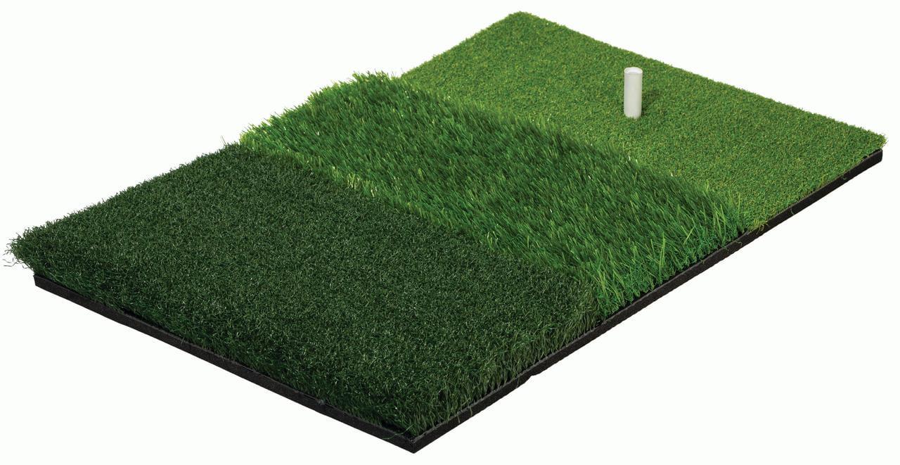 Tri-Level Green Rubber Golf Practice Mat with Tee