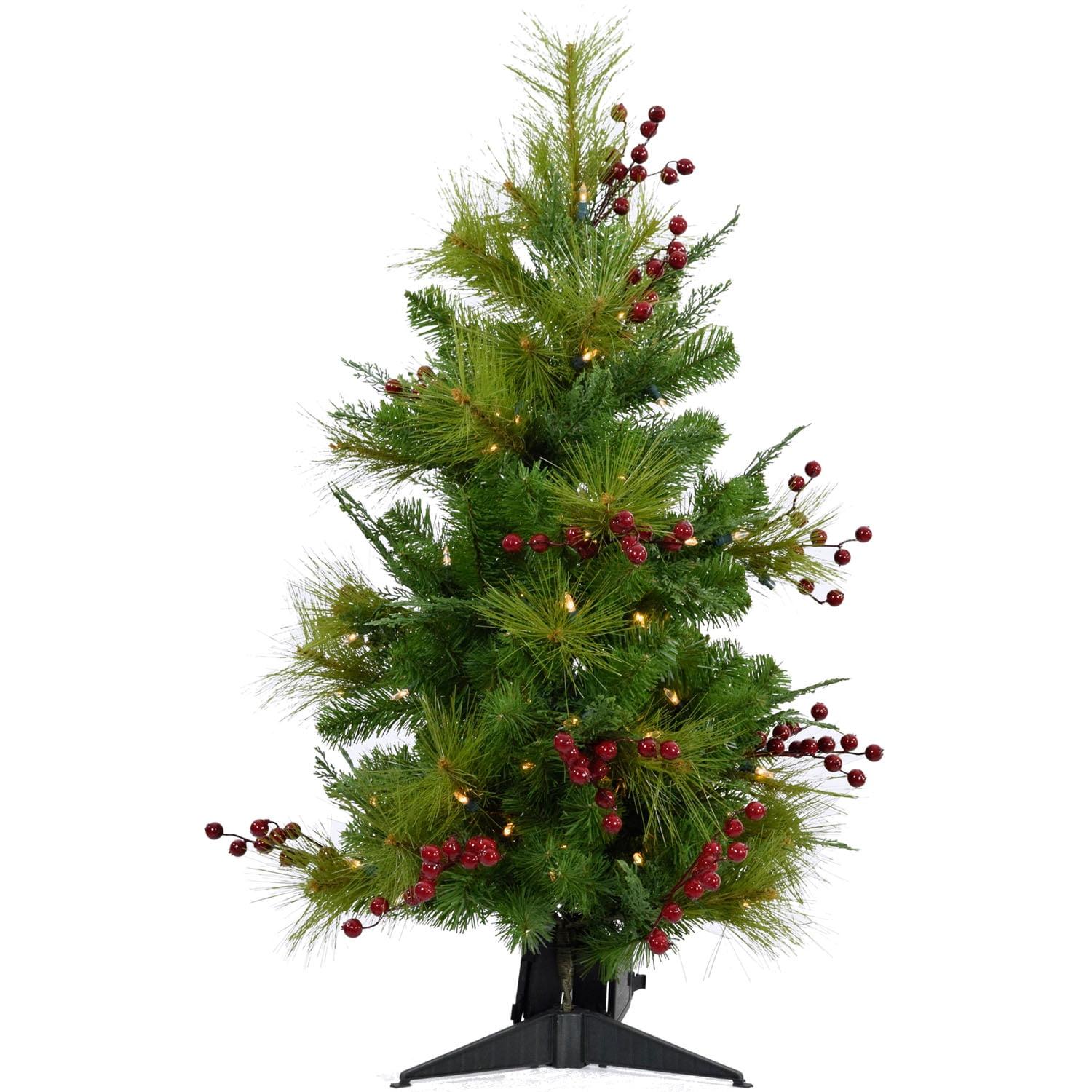 24" White Pine Tabletop Christmas Tree with LED Lights