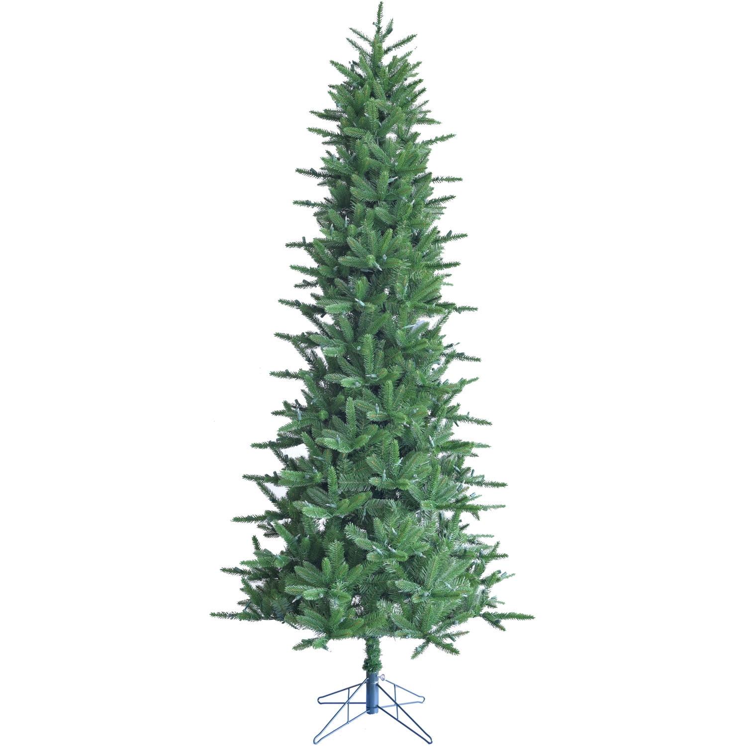 7.5-Foot Green Pine Slim Artificial Christmas Tree with Metal Stand