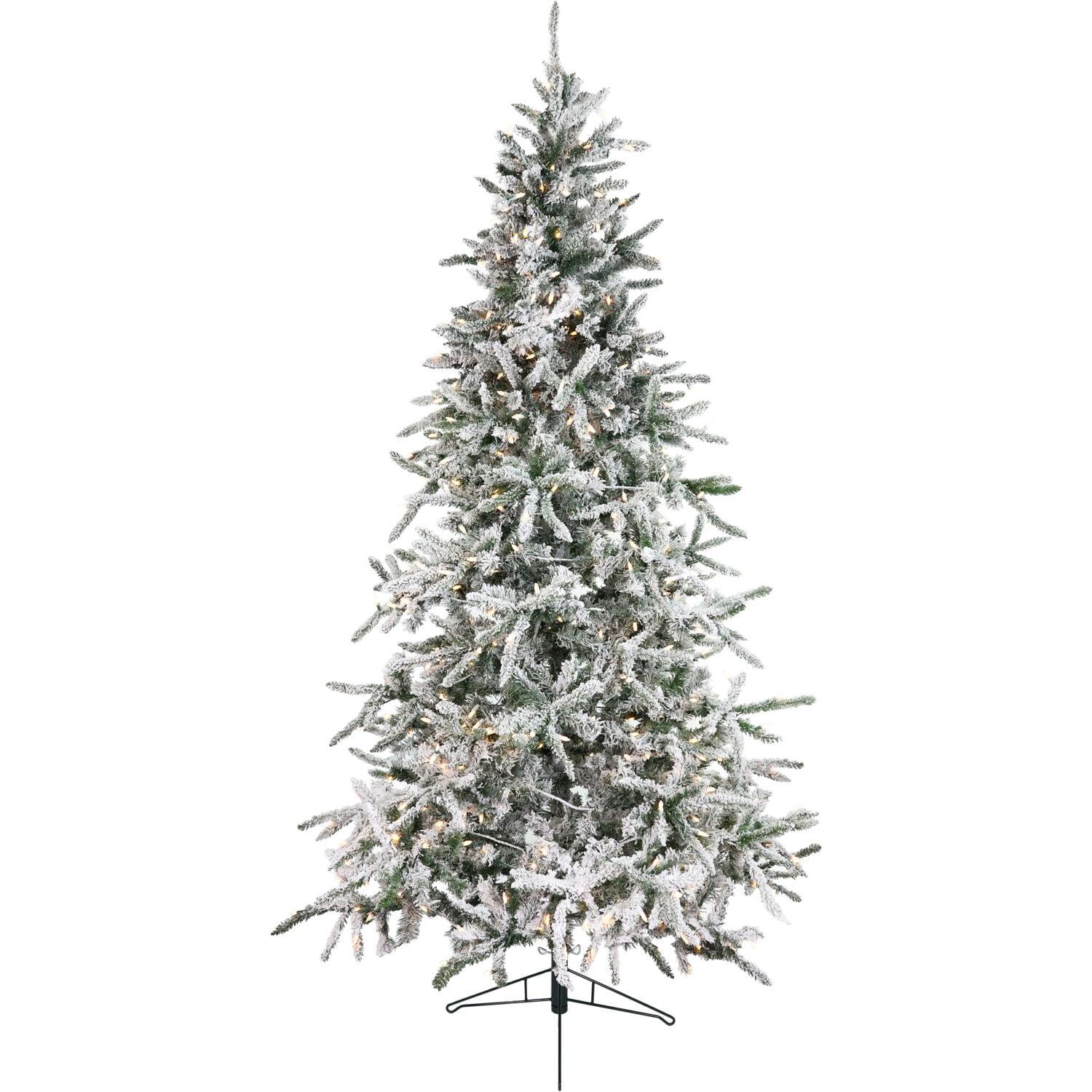 Fraser Hill Farm Fraser Hill Farm Flocked Mountain Pine Christmas Tree with LED Lights
