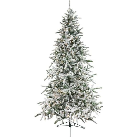 Fraser Hill Farm Fraser Hill Farm Flocked Mountain Pine Christmas Tree with LED Lights