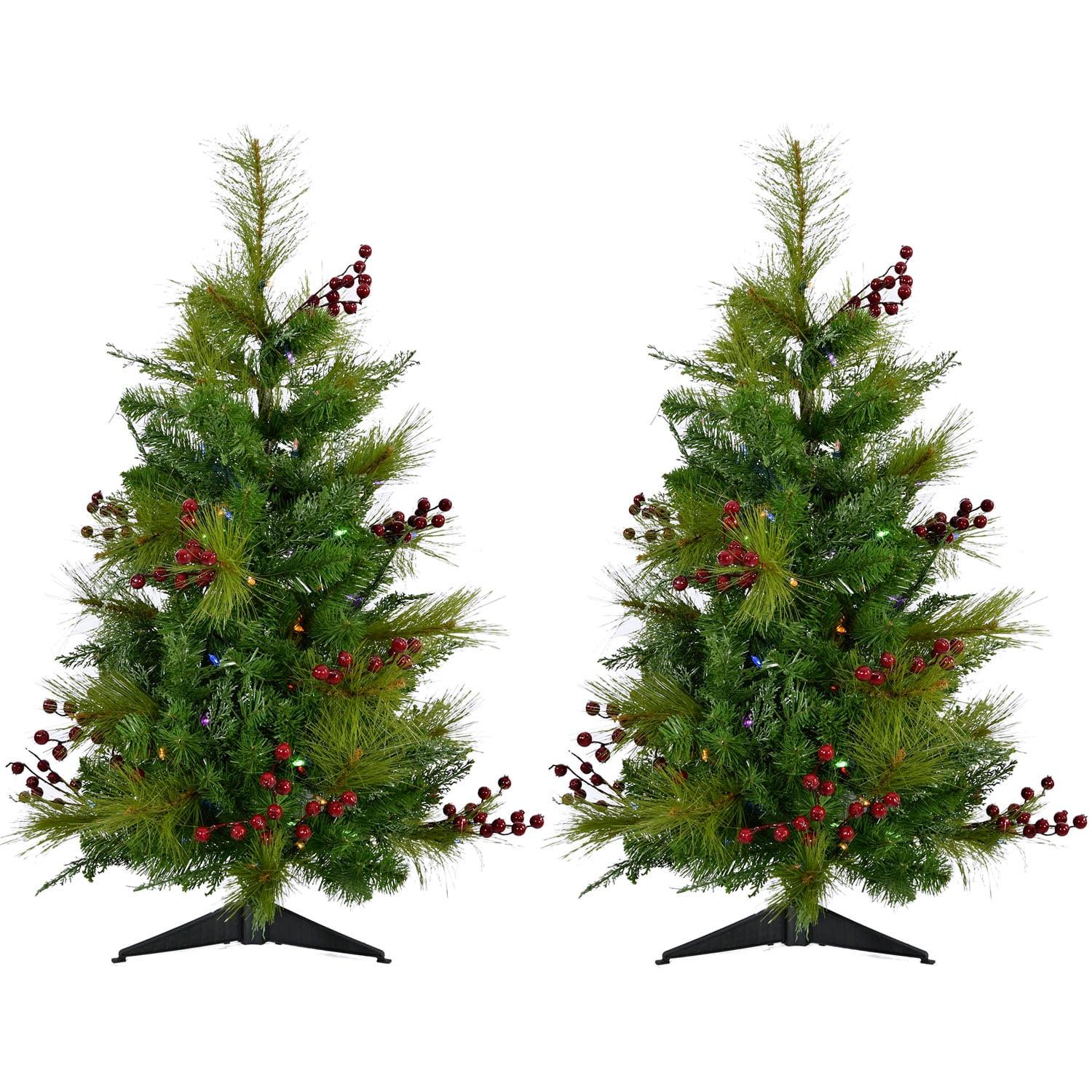 Fraser Hill Farm Homestead Newberry Pine Lighted Pine Christmas Tree (Set of 2)