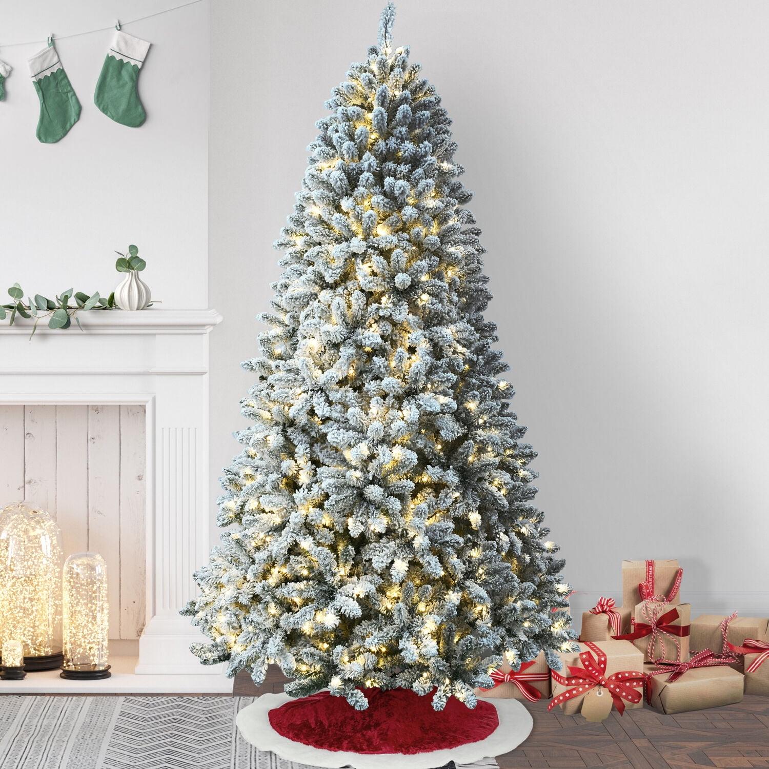 Winter Snow Pine 78" White Flocked Christmas Tree with LED Lights