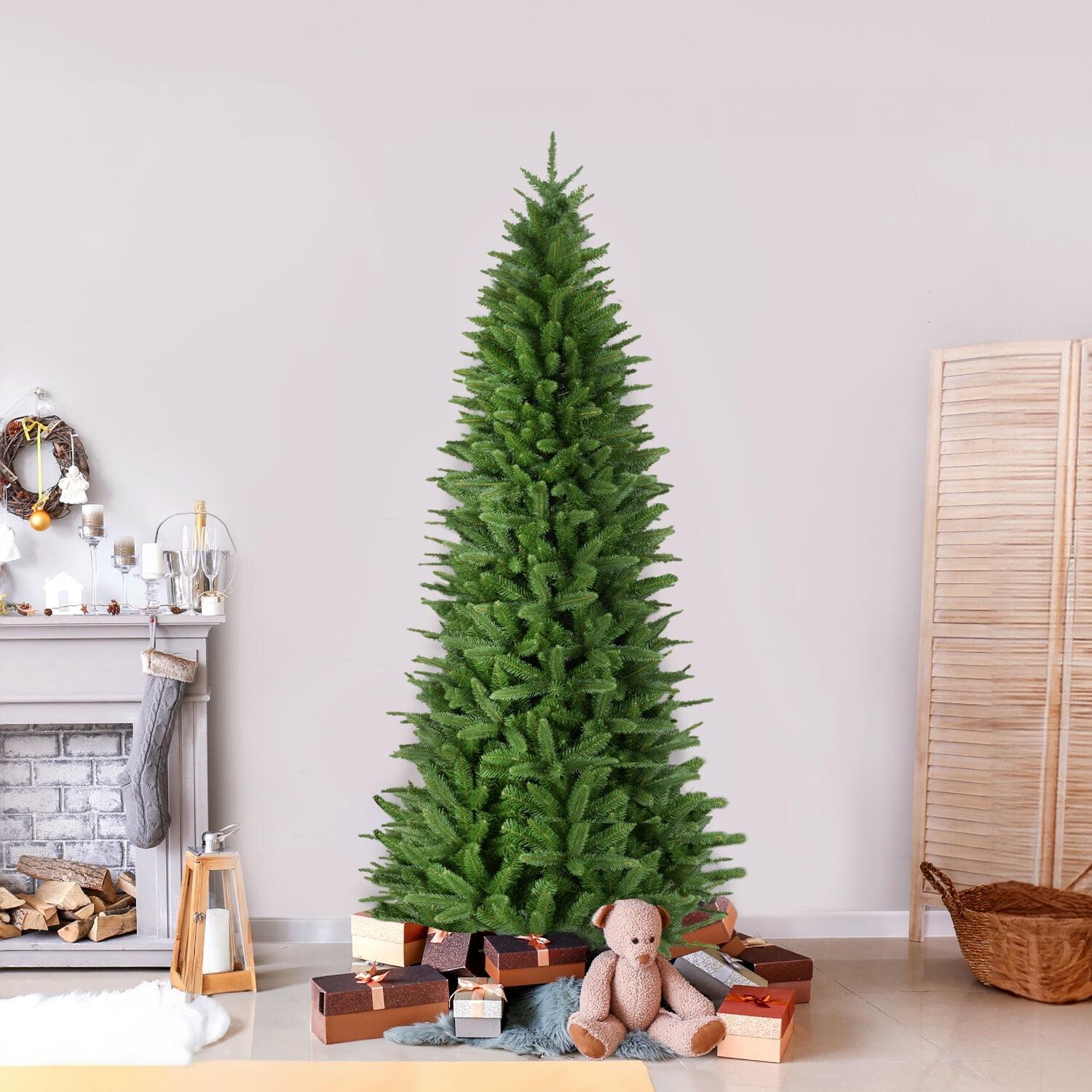 7.5-Foot Green Slim Pine Artificial Christmas Tree with Stand