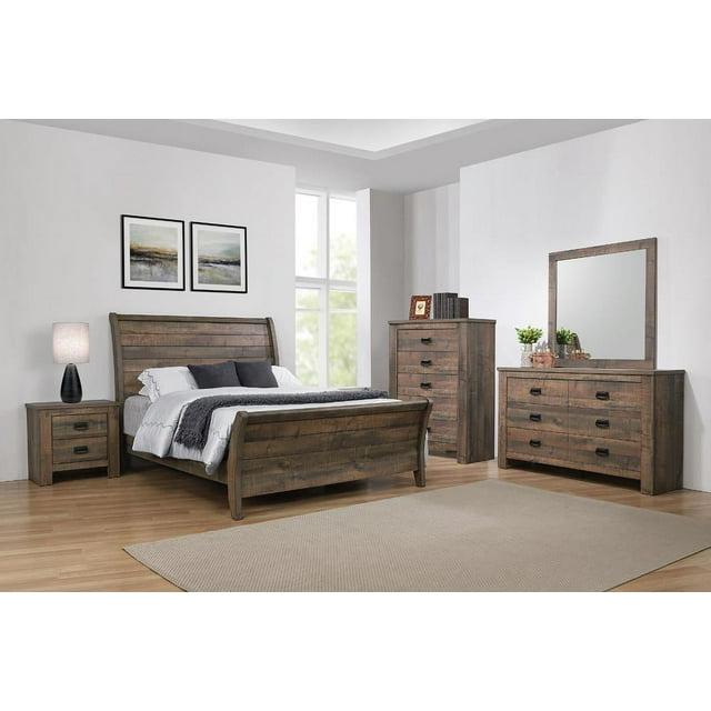 Frederick Sleigh Bedroom Set Weathered Oak