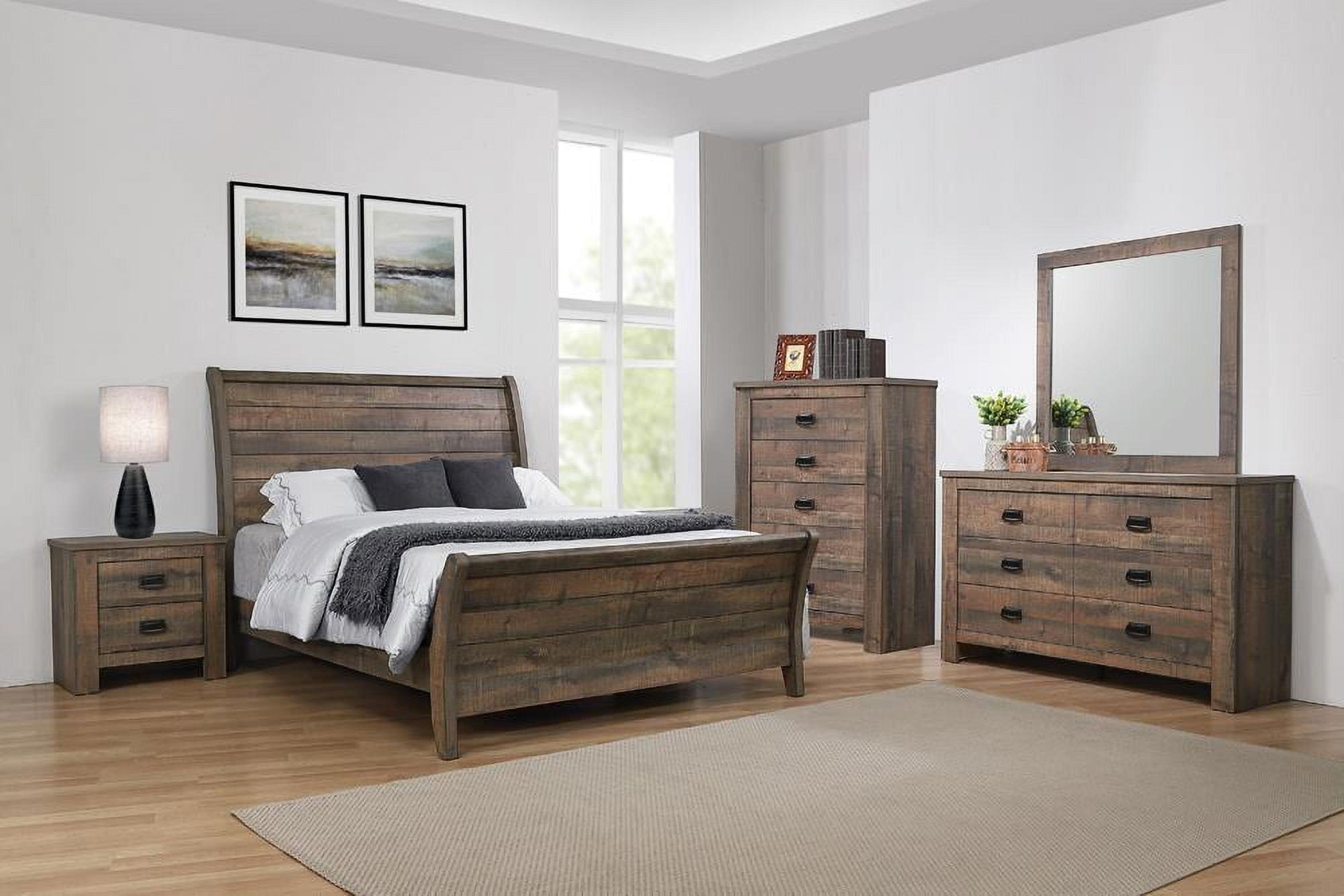 Frederick Weathered Oak 4-Piece Queen Panel Bedroom Set