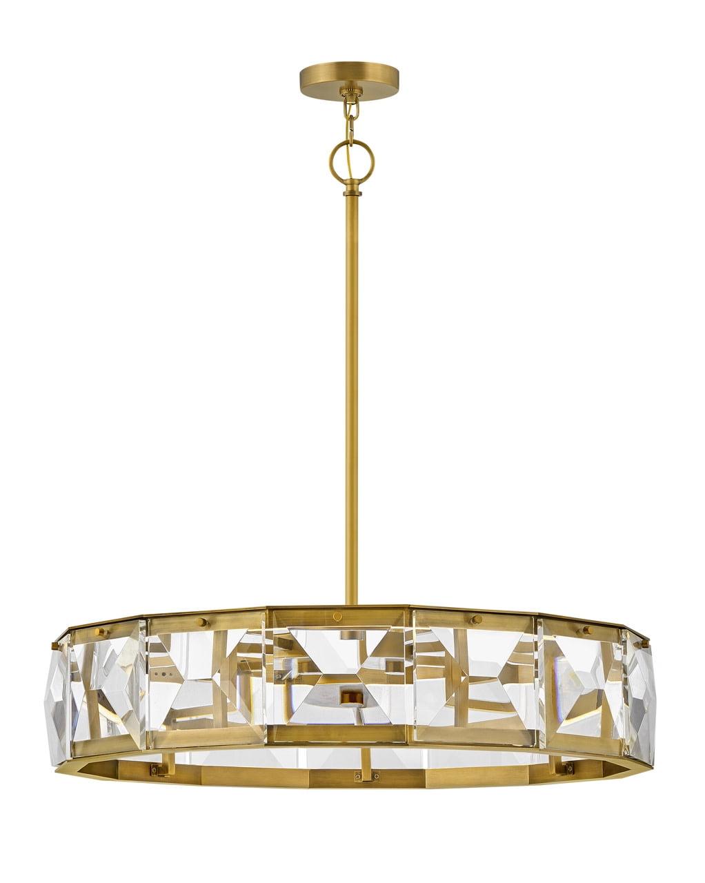 Heritage Brass LED Crystal Drum Chandelier with Dimmable Lights