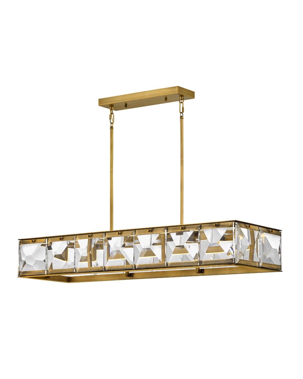 Jolie Heritage Brass LED Island Pendant with Faceted Crystal