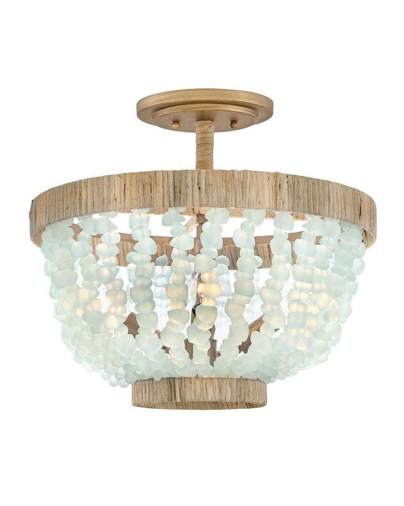 Dune Four-Light Hand-Strung Sea Glass Semi-Flush Mount Ceiling Light