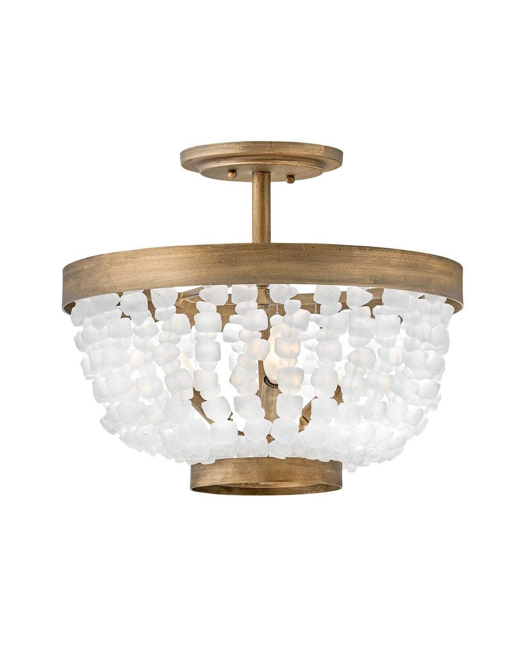 Dune Four-Light Hand-Strung Sea Glass Semi-Flush Mount Ceiling Light