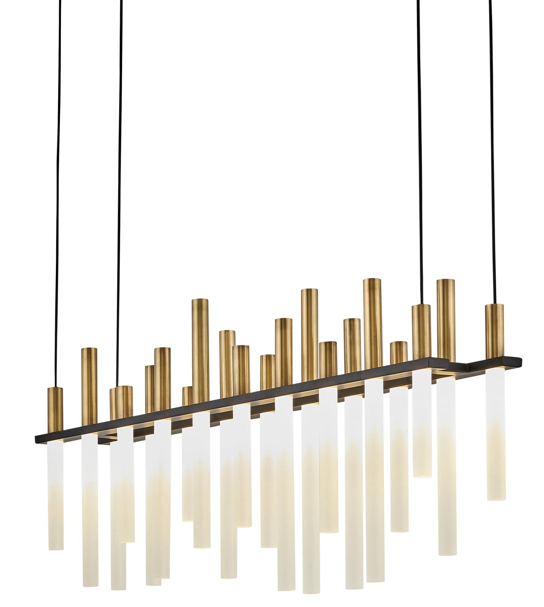 Sleek Echo Black Brass LED Island Chandelier with Etched Acrylic