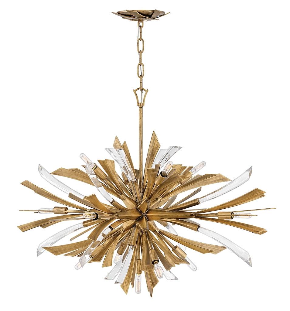 Vida 36" Thirteen-Light Modern Horizontal Hanging Chandelier w/ Crystal Accents