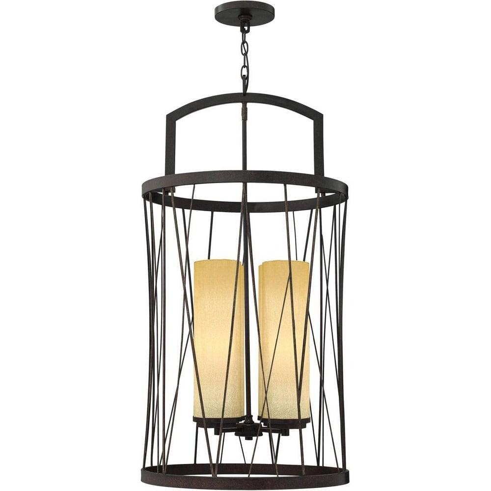 Nest-Inspired Globe Foyer Pendant in Oil Rubbed Bronze with Glass Accents