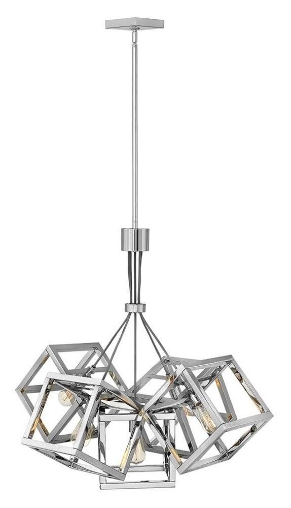 Ensemble Five Light Cluster Geometric Square Chandelier