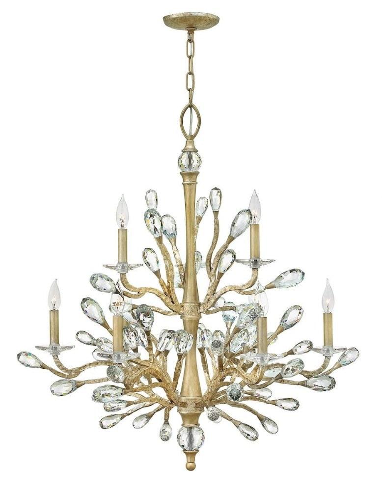 Eve Champagne Gold 9-Light Crystal Bud Chandelier