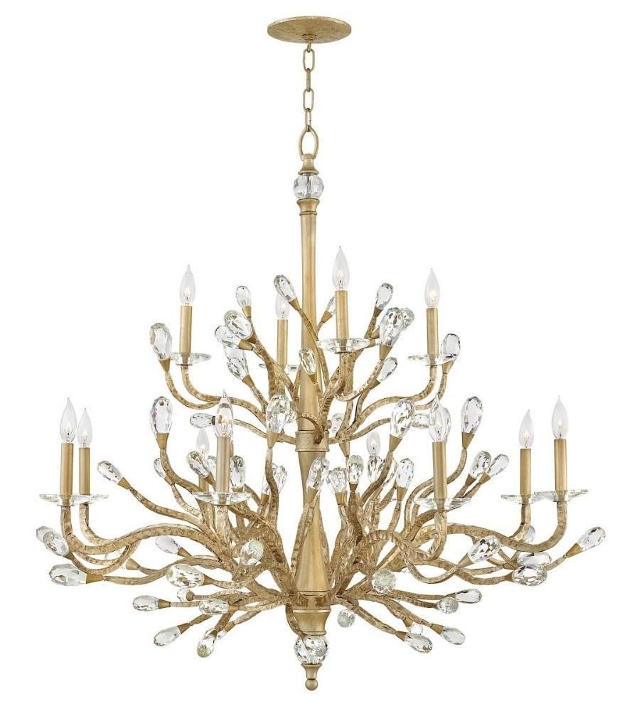 Eve Graceful Vine 12-Light Champagne Gold Crystal Bud Chandelier