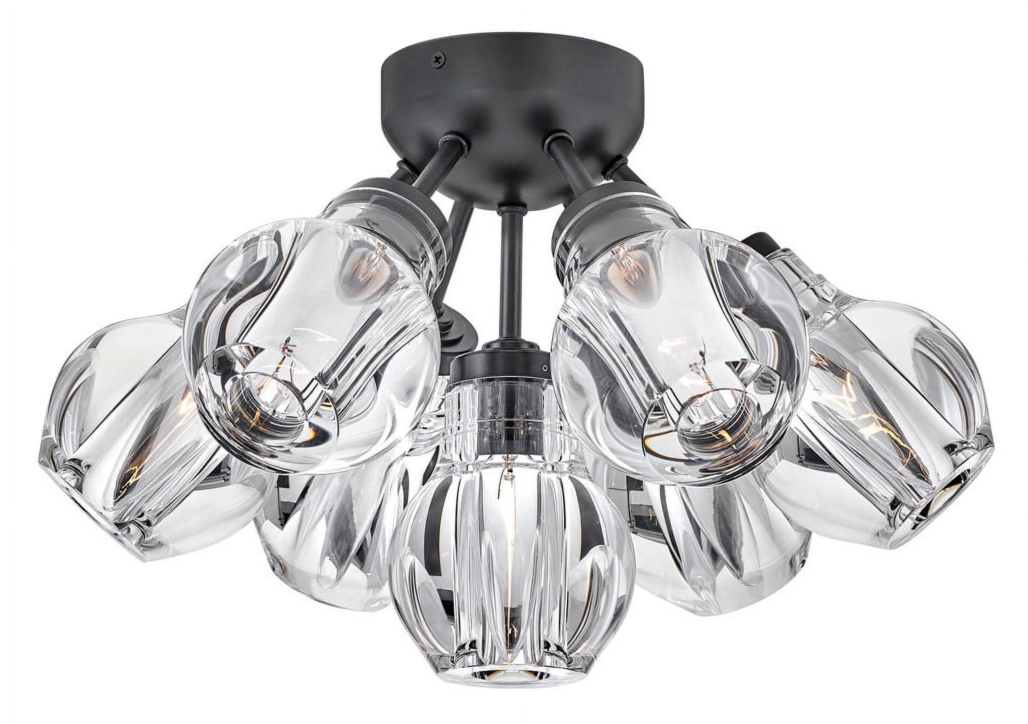 Elise 7-Light Black Crystal Globe LED Flush Mount