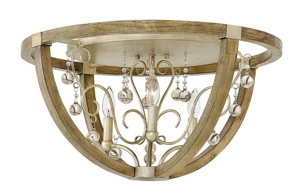 Elegant Silver Leaf Globe Flush Mount with Weathered Ash Accents