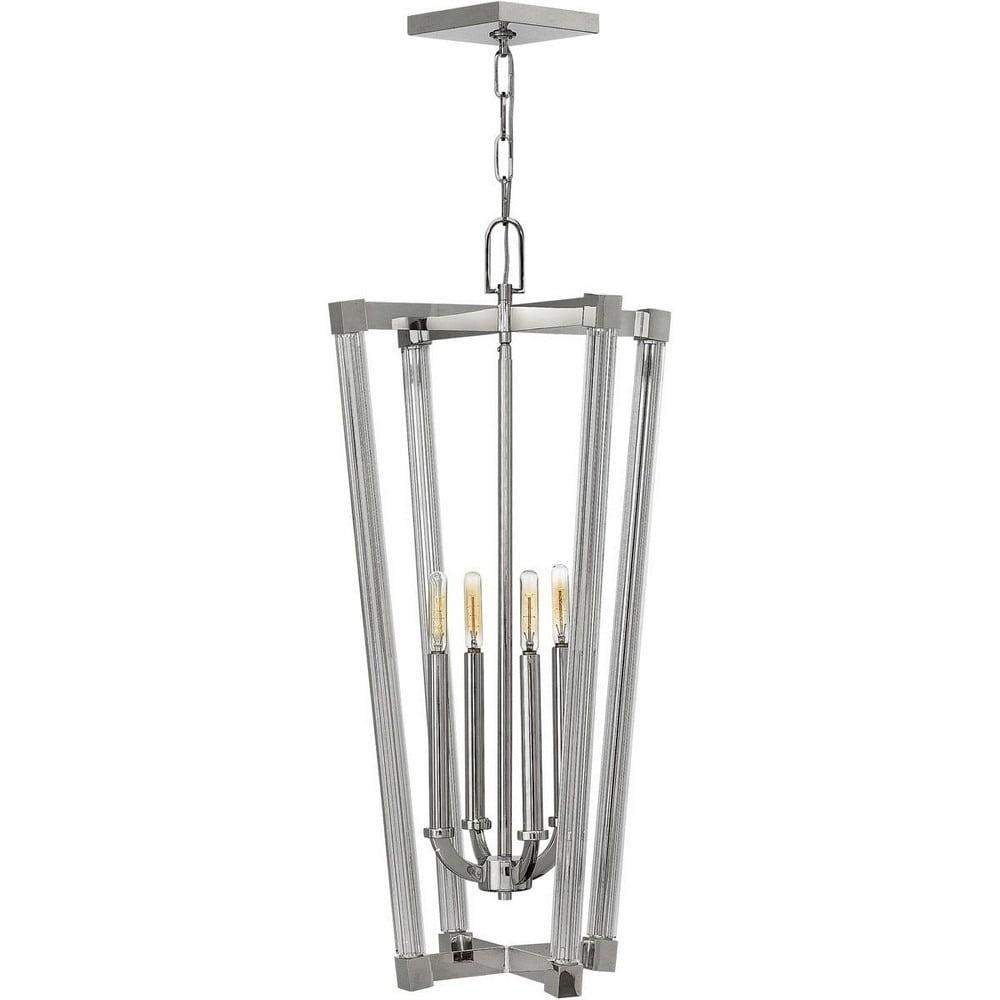 Empire Stately Polished Nickel Foyer Pendant with Square-Faceted Glass