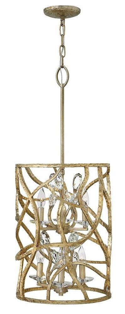 Eve Champagne Gold 6-Light Candle Style Chandelier with Crystal Accents