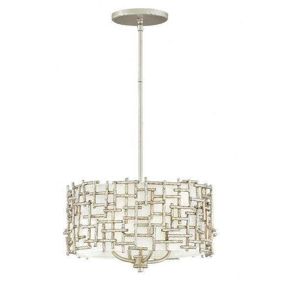Farrah 4-Light Convertible Drum Pendant w/ Hand Hammered Crosshatch - Silver Leaf