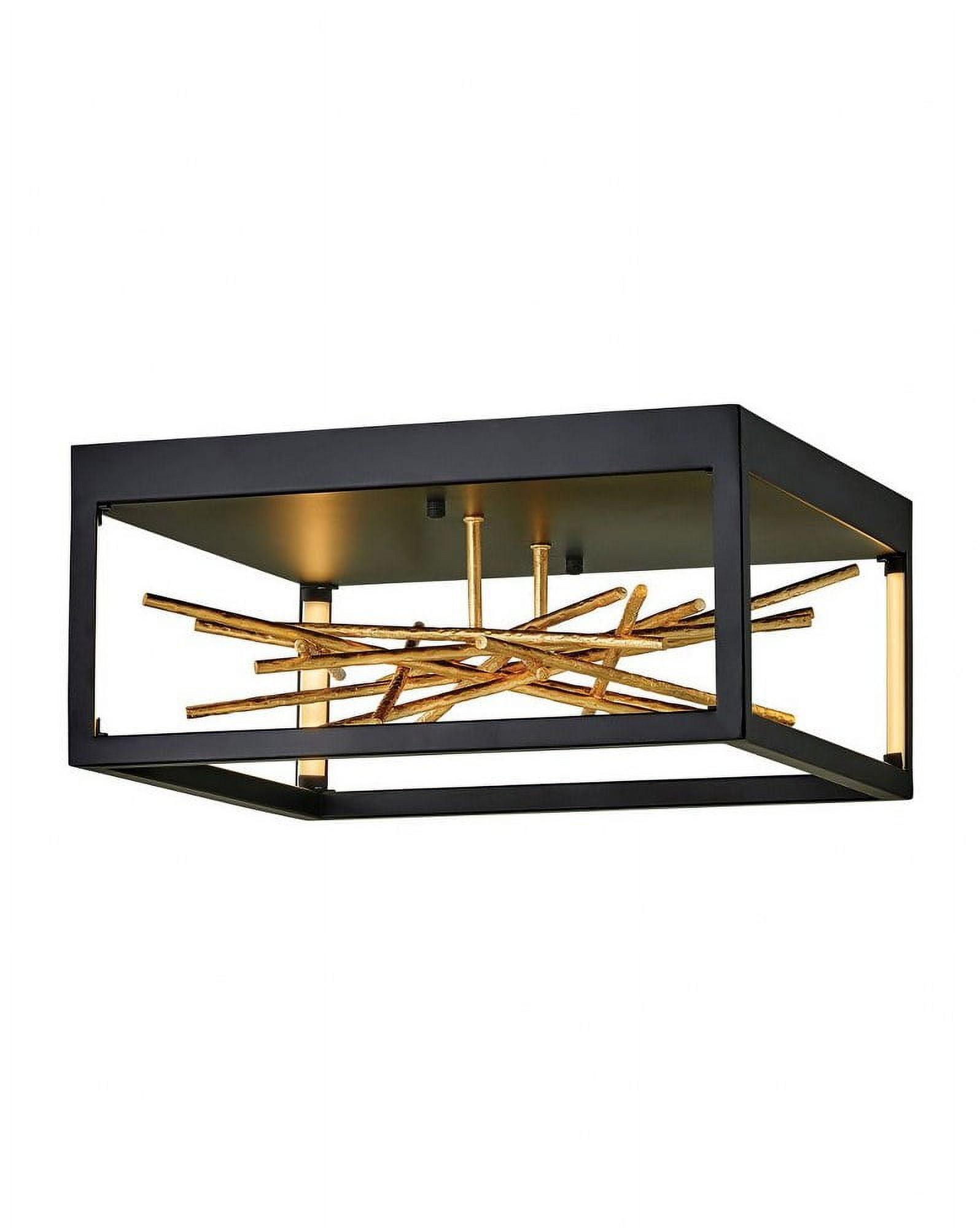 Styx 18" Black and Gilded Gold LED Flush Mount Light