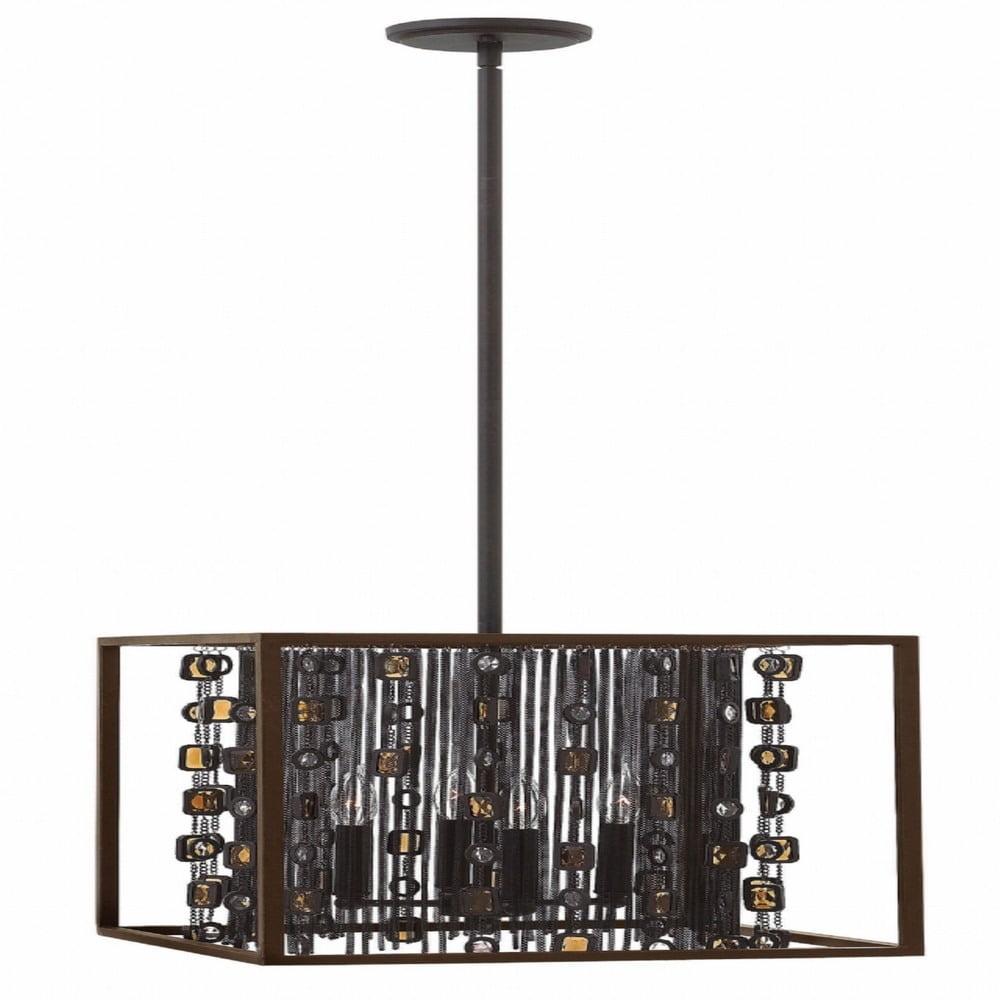 Mercato Amber Crystal Elegance 16" Bronze Indoor/Outdoor Chandelier