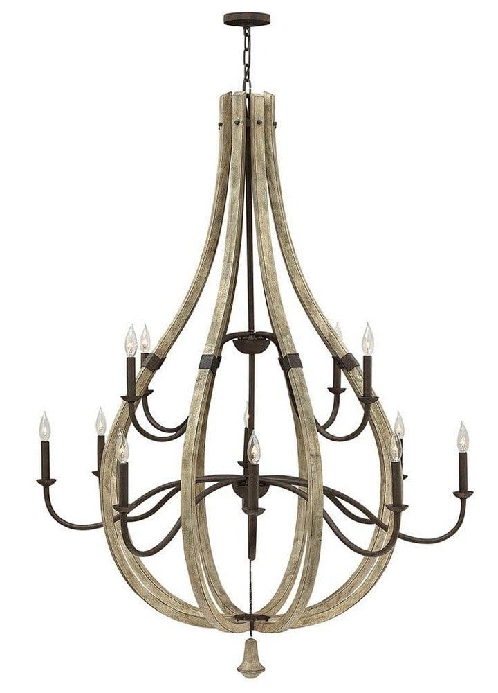 Middlefield 12-Light Iron Rust & Weathered Ash Crystal Chandelier