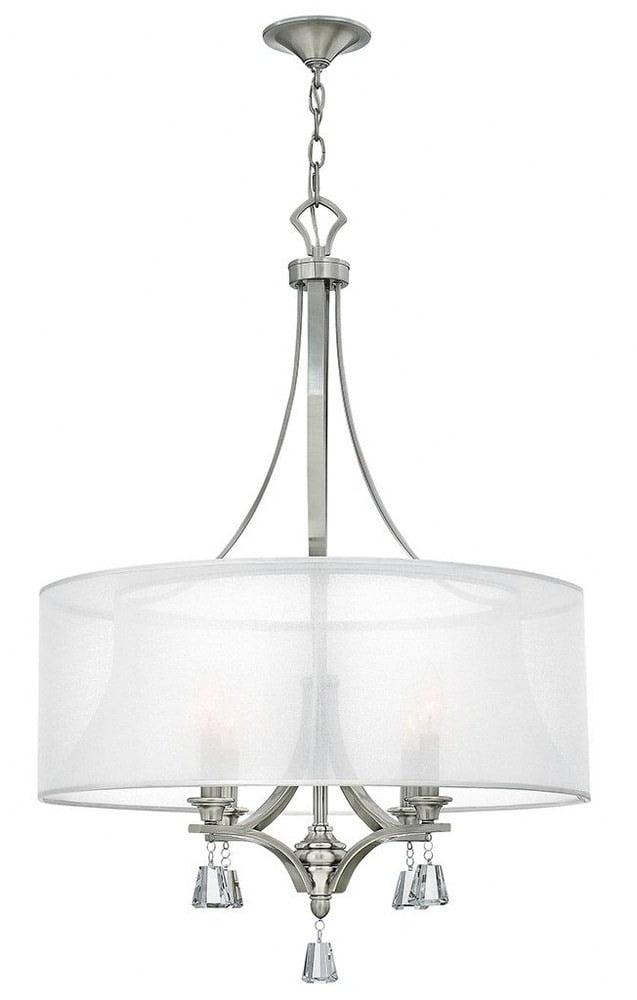 Elegant Brushed Nickel 4-Light Chandelier with Sheer Translucent Shade