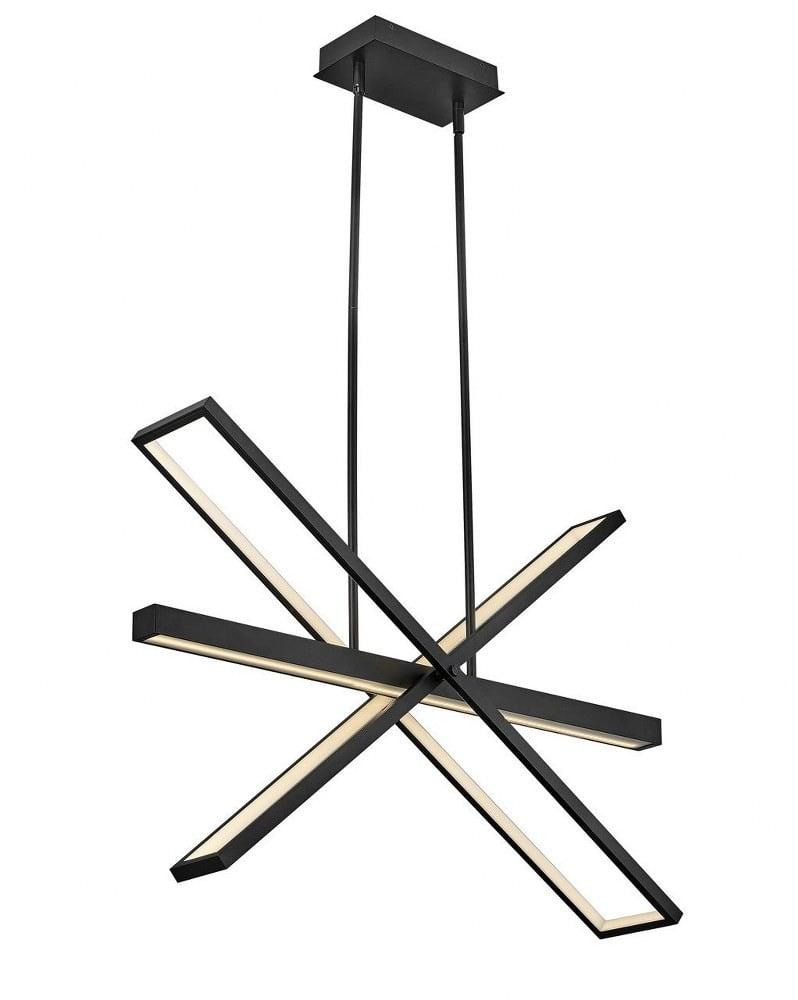 Tangent Articulating LED Linear Chandelier in Bold Black