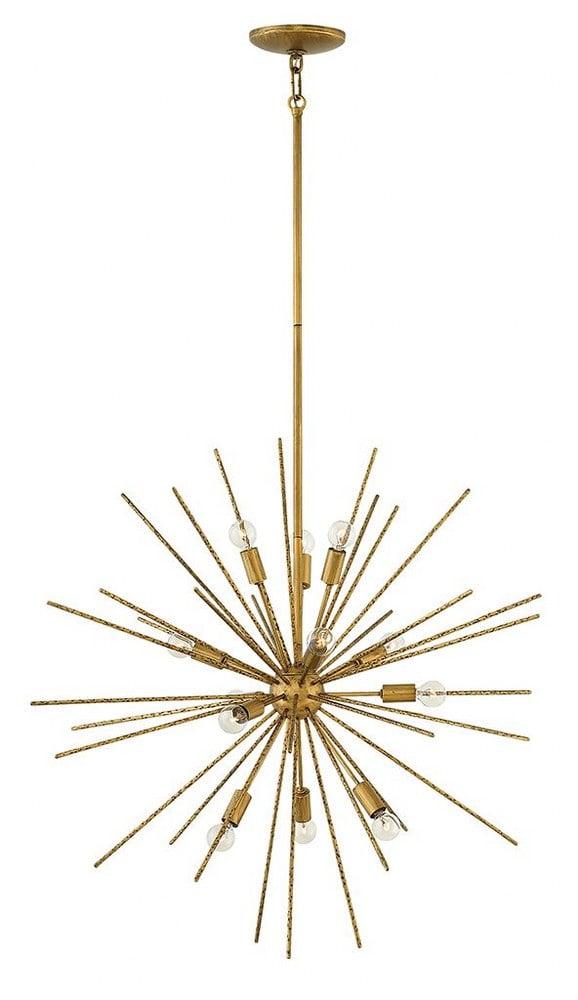 Elysian 12-Light Burnished Gold Globe Chandelier with Glass Accents