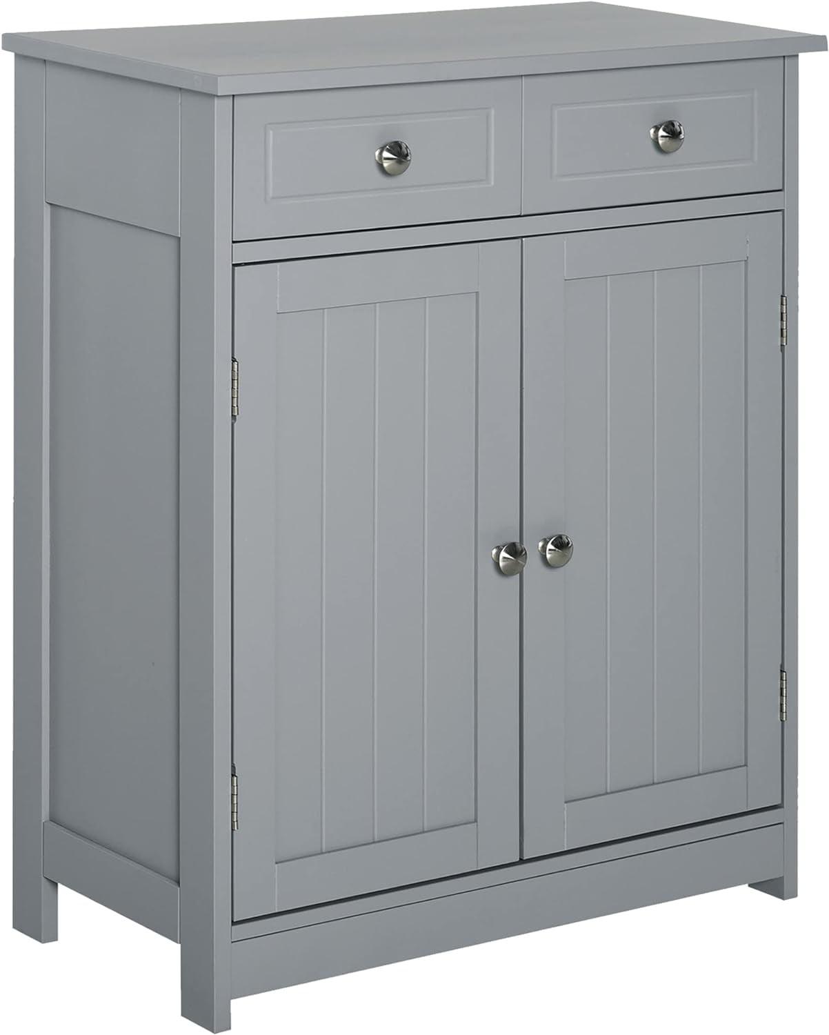 Gray MDF Lockable Bathroom Cabinet with Adjustable Shelving