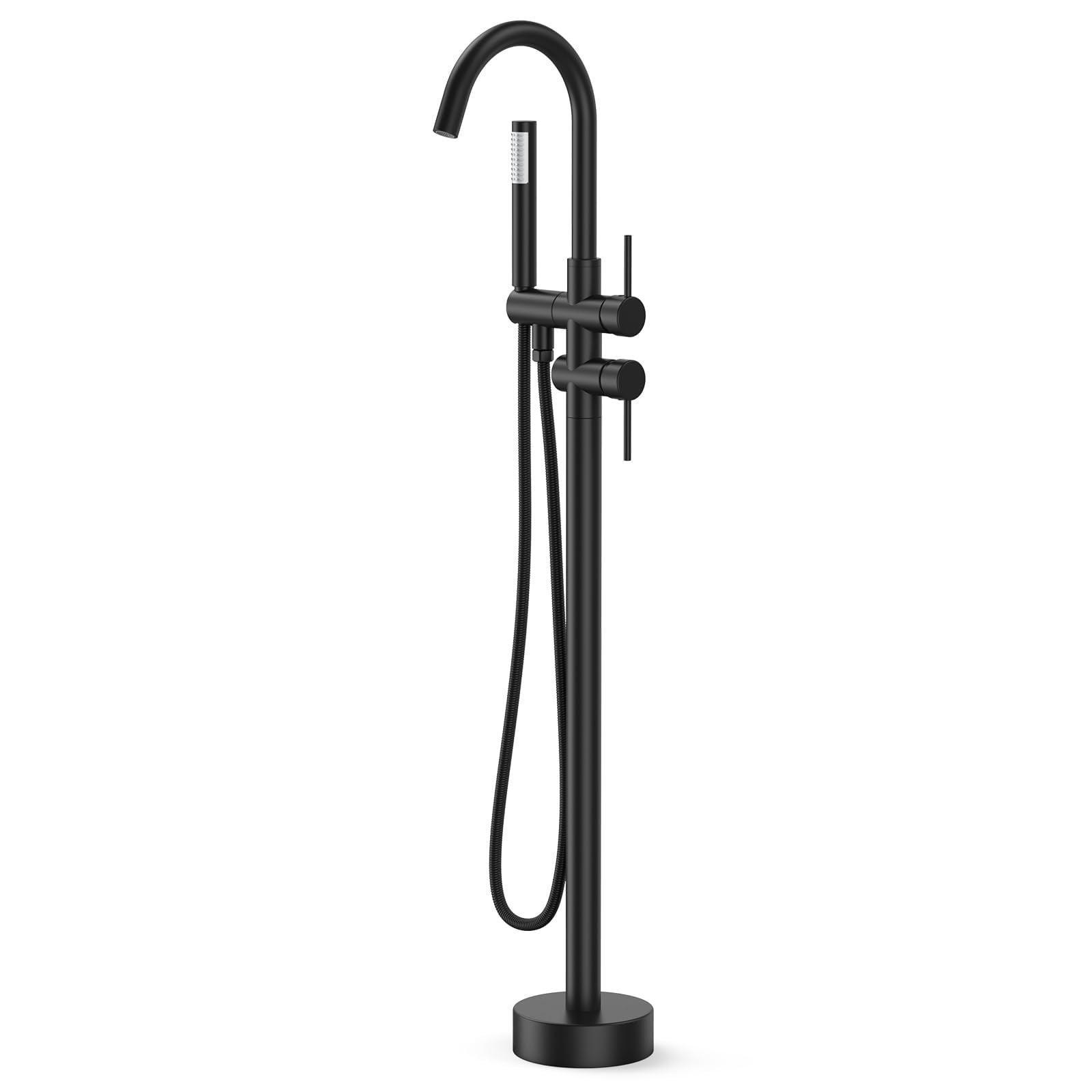 Matte Black Freestanding Bathtub Faucet with Handheld Shower