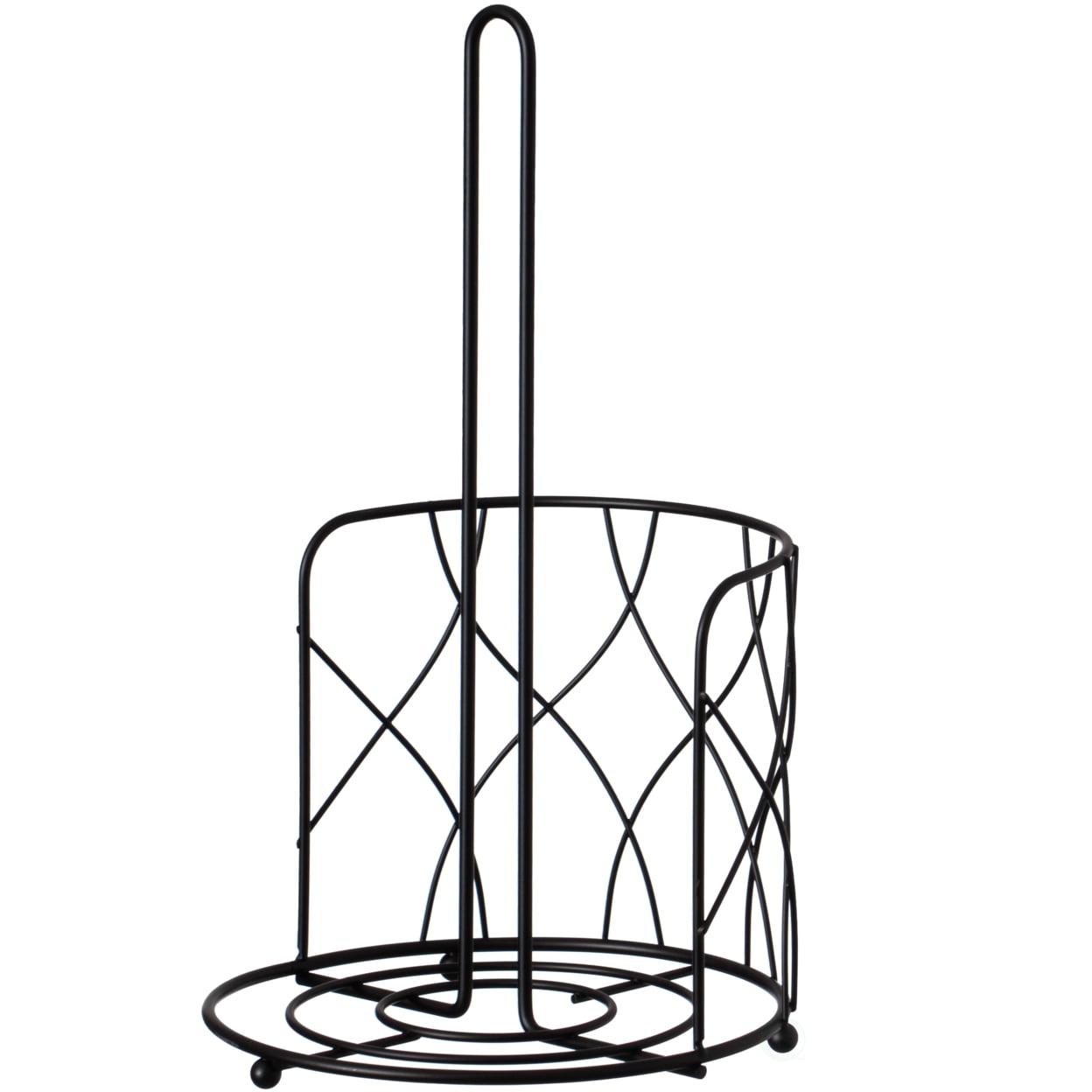 Basicwise Freestanding Black Iron Towel Paper Holder Stand Roll Dispenser with Frame for Kitchen
