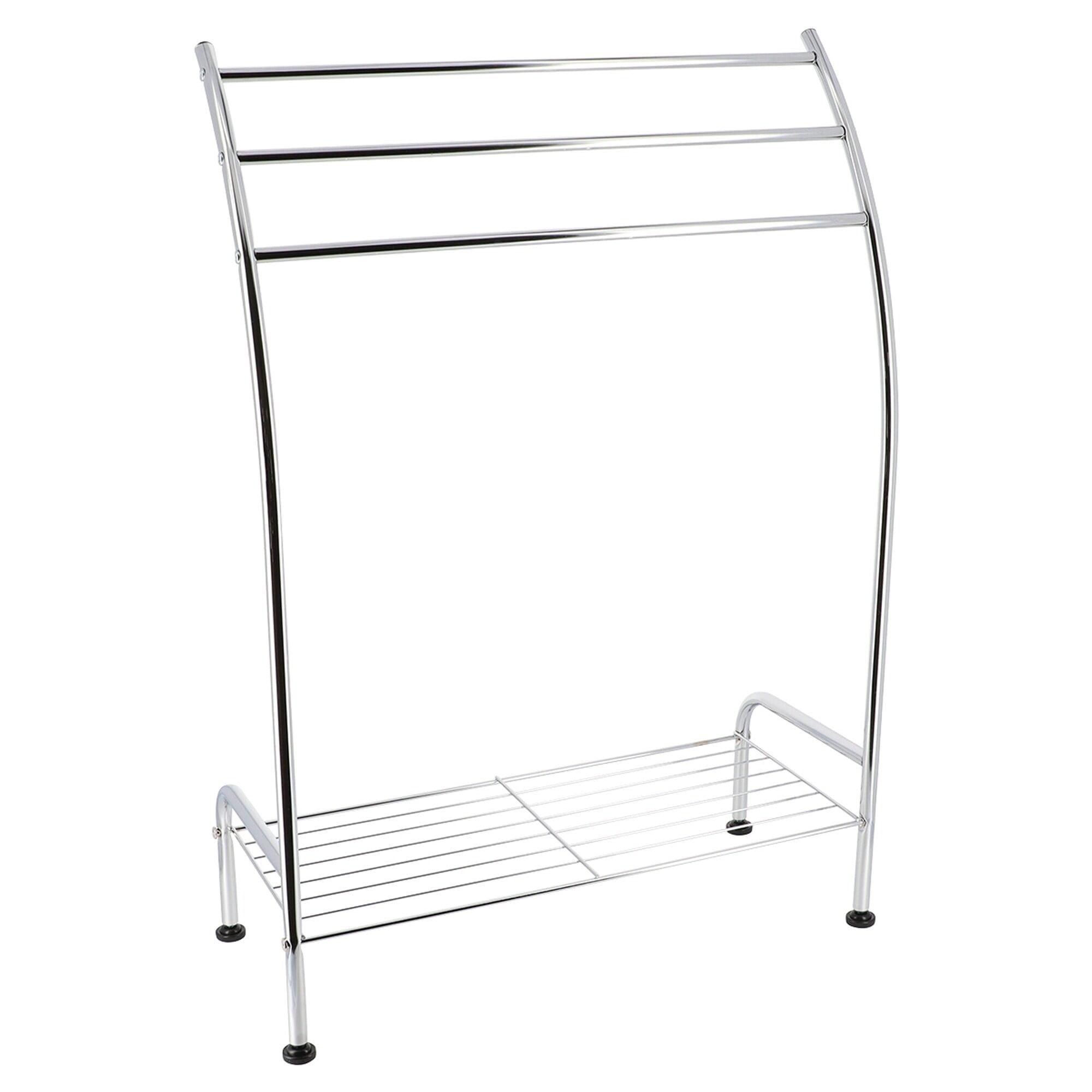 Evideco Free standing Curved 3 Tier Towels Stand with Shelf Chromed Metal & Reviews | Wayfair