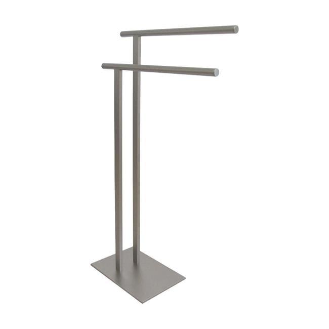 Brushed Nickel Double Freestanding Towel Stand