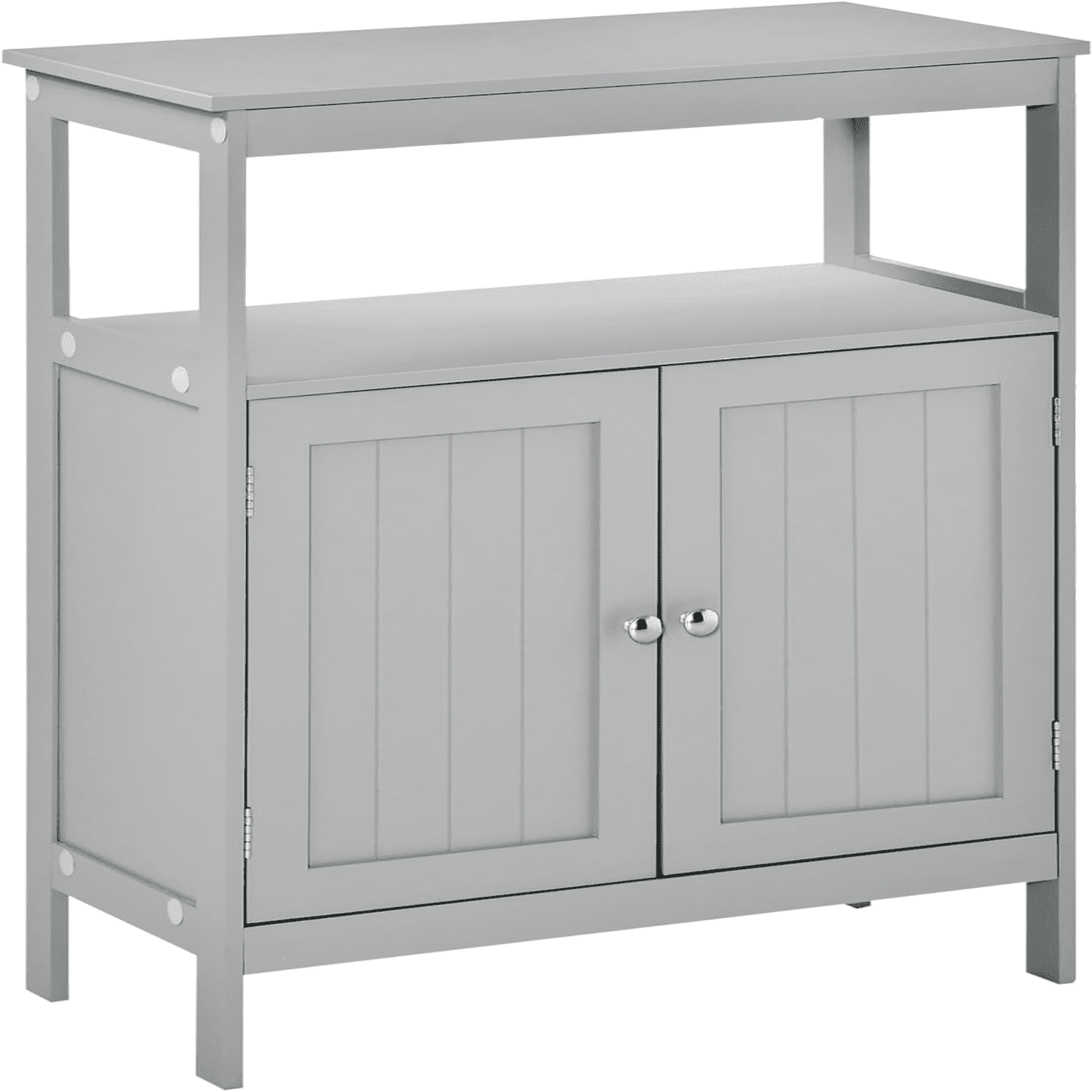 Gray Freestanding Storage Cabinet with Doors and Open Shelf