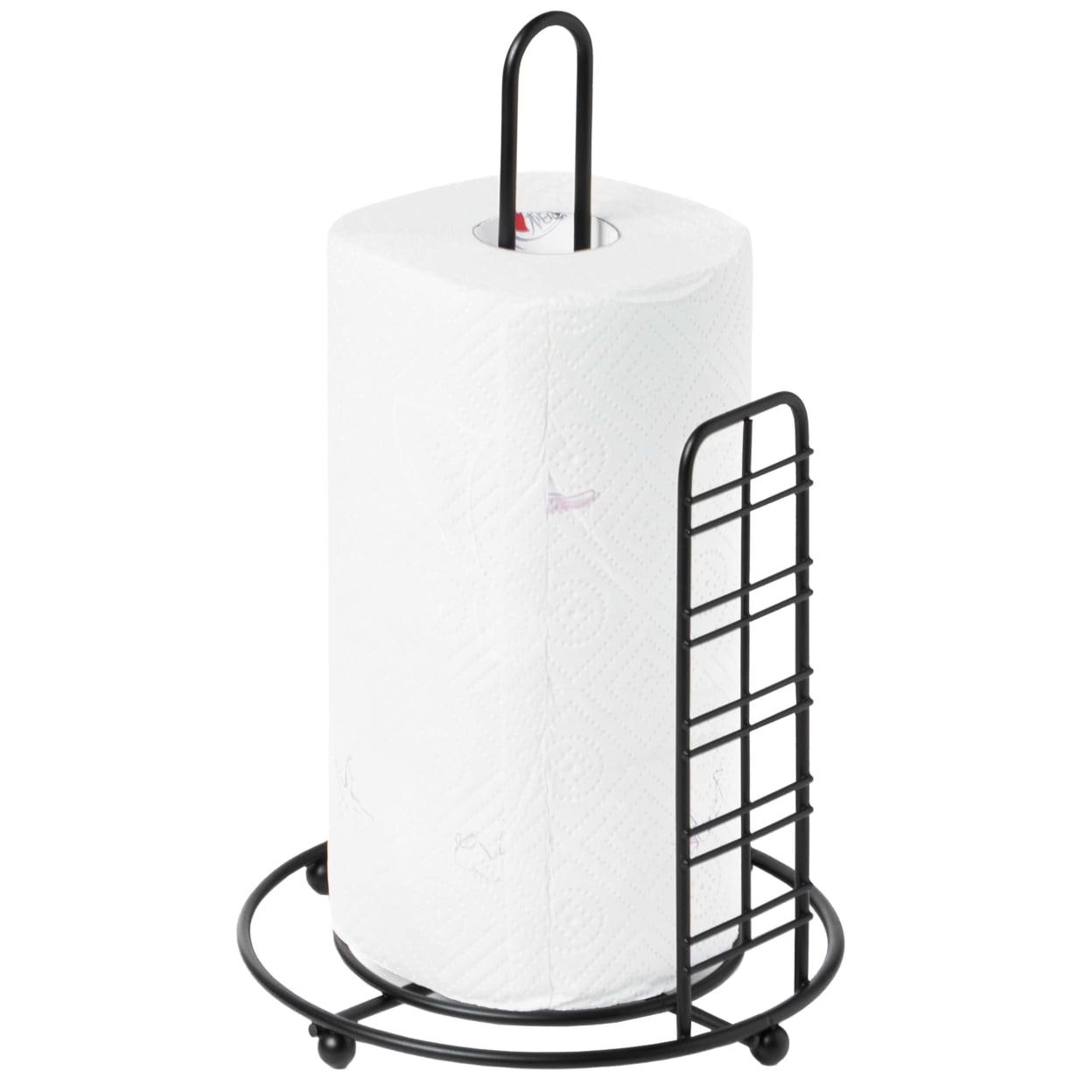 Freestanding Black Iron Paper Towel Holder with Raised Base