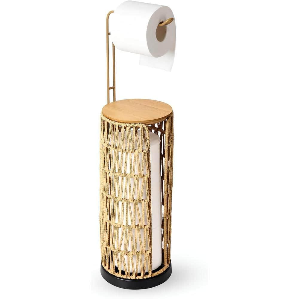 Freestanding Toilet Paper Holder,3 Rolls of Tissue Holder for Bathroom,Handmade Woven