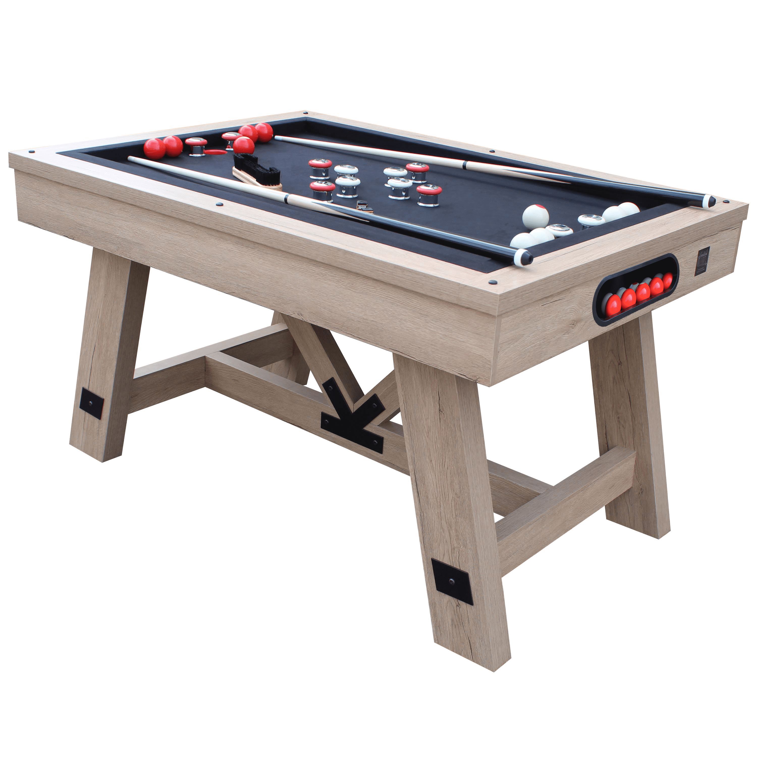 Rustic Oak 54" Bumper Pool Table with Accessories