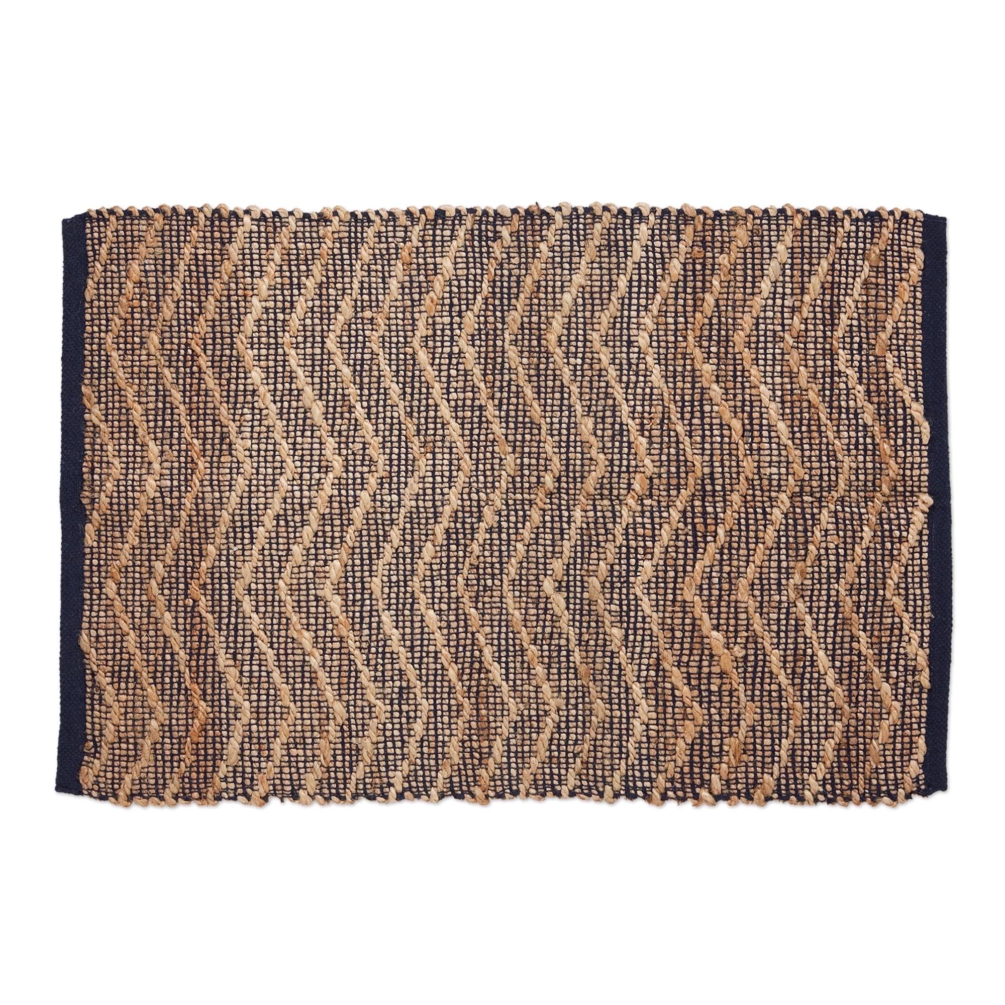 Design Imports Natural Jute Chevron - French Blue - 2 X 3 Ft
